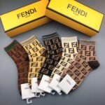 Fendi men’s and women’s socks, made of pure cotton, 5 pairs per box - Image 2