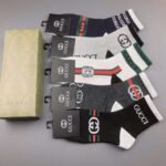 GUCCI Men’s and Women’s Same Socks, Box of 5 Pair Pure Cotton - Image 4