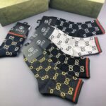 GUCCI High end customized socks for both men and women, 5 pairs of pure cotton - Image 4