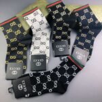 GUCCI High end customized socks for both men and women, 5 pairs of pure cotton