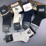 Dior sock unisex counter latest design edition pure cotton quality box of 5 pairs of socks