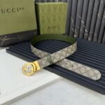 GUCCI Grass green pigskin pattern base Width 3.7cm Official website 1:1 version - Image 9