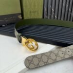 GUCCI Grass green pigskin pattern base Width 3.7cm Official website 1:1 version - Image 8