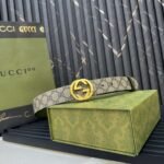GUCCI Grass green pigskin pattern base Width 3.7cm Official website 1:1 version - Image 5
