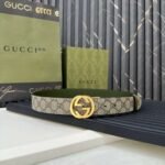 GUCCI Grass green pigskin pattern base Width 3.7cm Official website 1:1 version