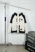 Prada hooded patchwork coat.