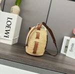 Loewe raffia and cow leather honeycomb basket handbag woven bag Size:  22x12x22cm Premium - Image 13