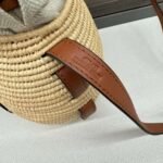 Loewe raffia and cow leather honeycomb basket handbag woven bag Size:  22x12x22cm Premium - Image 6