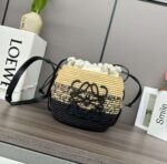 Loewe raffia and cow leather honeycomb basket handbag woven bag Size:  22x12x22cm Premium - Image 4