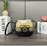 Loewe raffia and cow leather honeycomb basket handbag woven bag Size:  22x12x22cm Premium - Image 3