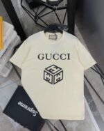 Gucci summer new geometric cube pattern printed short-sleeved T-shirt 230g pure cotton - Image 3