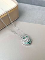 Boucheron cat necklace white diamonds set in white gold