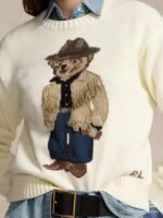 Ralph Lauren Autumn and Winter Cartoon Bear Sweater Cashmere Material - Image 24