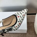 J’ADIOR letter logo ribbon bow square toe jacquard embroidered pattern high-heeled women’s sandals 33-44 - Image 6