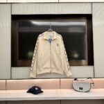 MLB air layer woven tape jacket stand up collar cardigan overcoat