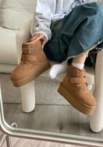 UGG autumn and winter new products height increase thick bottom double Velcro short boots pure wool