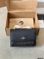 Coach Top quality genuine leather version Flap small square bag