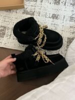UGG autumn and winter new products increase the height of the thick bottom lace-up short boots lining wool material - Image 7