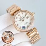 Omega De Ville LADYMATIC Bird’s Nest Series Women’s Mechanical Watch Size 34mm*12mm High-end replica watch equipped with 8521 coaxial automatic mechanical movement