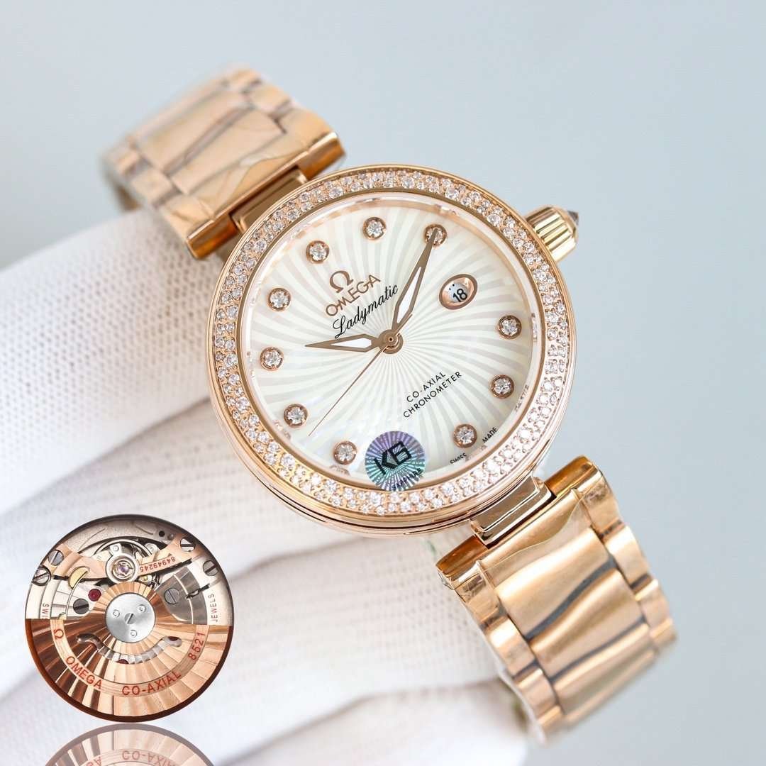 i1728119977_9321_7.jpg Omega De Ville LADYMATIC Bird’s Nest Series Women’s Mechanical Watch Size 34mm*12mm High-end replica watch equipped with 8521 coaxial automatic mechanical movement - Image 1