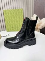 GUCCI New autumn and winter red and green matching series of short boots made of cowhide - Image 7