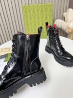 GUCCI New autumn and winter red and green matching series of short boots made of cowhide - Image 5