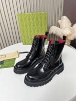 GUCCI New autumn and winter red and green matching series of short boots made of cowhide - Image 4