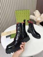 GUCCI New autumn and winter red and green matching series of short boots made of cowhide - Image 3