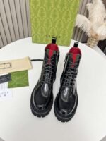 GUCCI New autumn and winter red and green matching series of short boots made of cowhide - Image 2