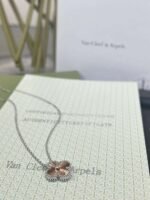 Van Cleef & Arpels Single Diamond Carved Clover Necklace - Image 3