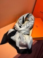 Hermès cashmere scarf 100% selected pure cashmere Official website 1:1 version, high-end scarf 110X200CM - Image 16