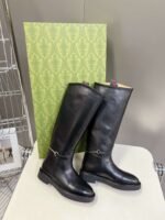 GUCCI Autumn/Winter Runway-Style Equestrian Boots, Made of Cowhide, Heel 3.5cm, Boot Opening 39cm, Shaft 37cm