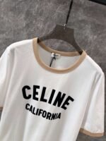 Celine 2025 early spring new letter flocking print round neck short sleeve T-shirt - Image 10