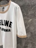 Celine 2025 early spring new letter flocking print round neck short sleeve T-shirt - Image 6
