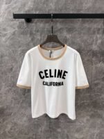 Celine 2025 early spring new letter flocking print round neck short sleeve T-shirt - Image 5