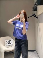 Celine 2025 early spring new letter flocking print round neck short sleeve T-shirt - Image 11