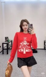 Chanel new high-end sweater round neck jacquard knitted long sleeves S-L