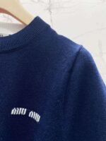miumiu Early Spring Series Two-piece Contrast Color Knitted Short Sleeve - Image 16