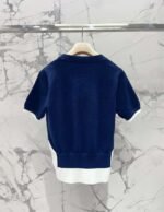 miumiu Early Spring Series Two-piece Contrast Color Knitted Short Sleeve - Image 15
