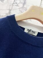 miumiu Early Spring Series Two-piece Contrast Color Knitted Short Sleeve - Image 13