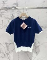 miumiu Early Spring Series Two-piece Contrast Color Knitted Short Sleeve