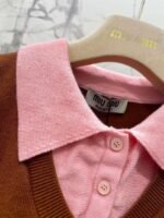 miumiu Early Spring Series Two-piece Contrast Color Knitted Short Sleeve - Image 9