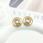 Chanel Pink Diamond Star Ferris Wheel Round Earrings
