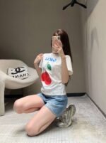 GUCCI 2025 Spring/Summer New Cherry Print Short Sleeve T-Shirt Premium Edition