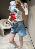 GUCCI 2025 Spring/Summer New Cherry Print Short Sleeve T-Shirt Premium Edition - Image 4