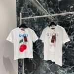 GUCCI 2025 Spring/Summer New Cherry Print Short Sleeve T-Shirt Premium Edition - Image 11
