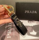 Prada keychain official website triangle brand pendant leather ring keychain car bag accessories - Image 10