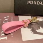 Prada keychain official website triangle brand pendant leather ring keychain car bag accessories - Image 8