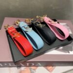 Prada keychain official website triangle brand pendant leather ring keychain car bag accessories - Image 9
