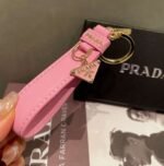 Prada keychain official website triangle brand pendant leather ring keychain car bag accessories - Image 7